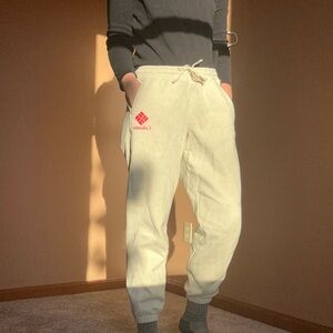 Columbia Cream L Joggers with Red Logo